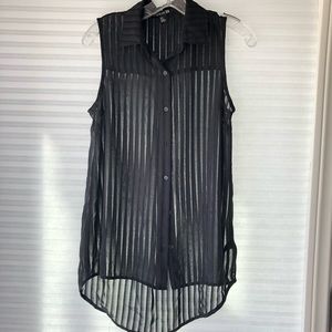 Sheer striped blouse black